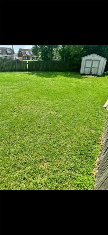 view of yard featuring a shed