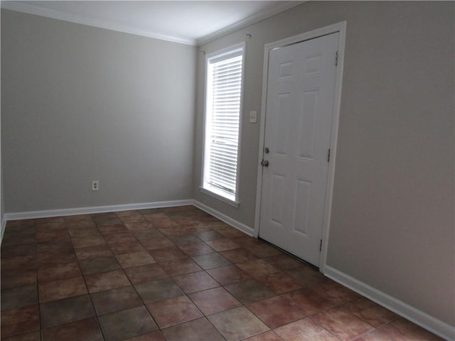 tiled entryway with crown molding