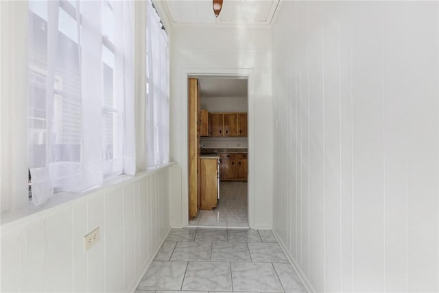 1104 Monroe St, Gretna, LA 70053 - hallway featuring light marble finish flooring