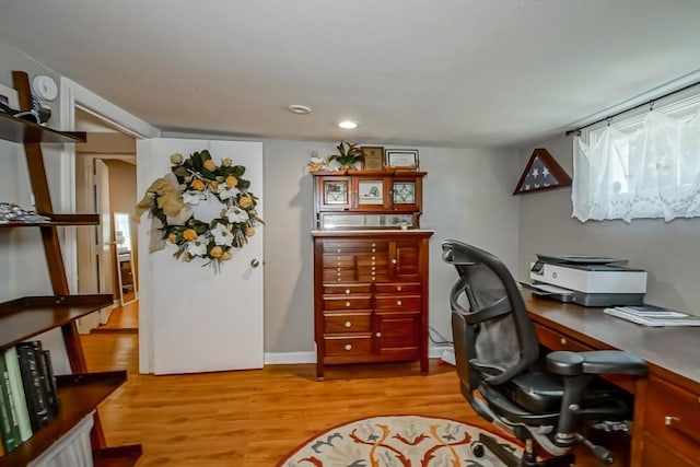 office featuring light hardwood / wood-style flooring