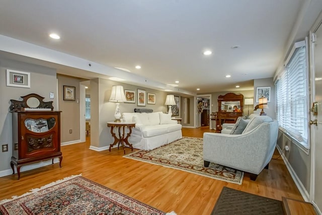 living room with hardwood / wood-style floors