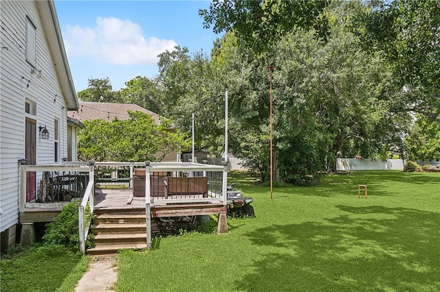 view of yard with a deck