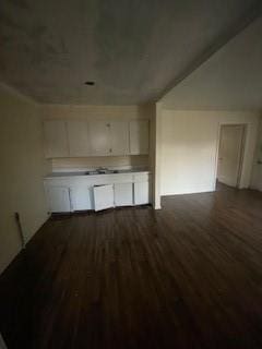 interior space with dark wood-type flooring