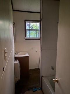 bathroom featuring shower / bath combination and vanity