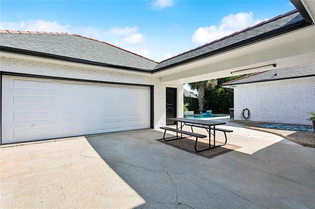 view of garage