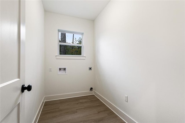 laundry room with hookup for a washing machine, dark hardwood / wood-style floors, and electric dryer hookup