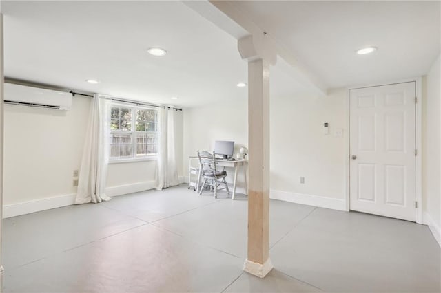 3722 Nashville Ave, New Orleans, LA 70125 - below grade area featuring recessed lighting, a wall mounted AC, and baseboards