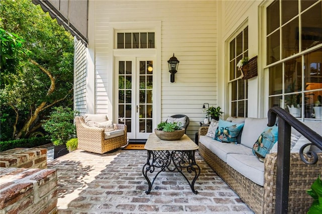 view of patio / terrace with outdoor lounge area and french doors