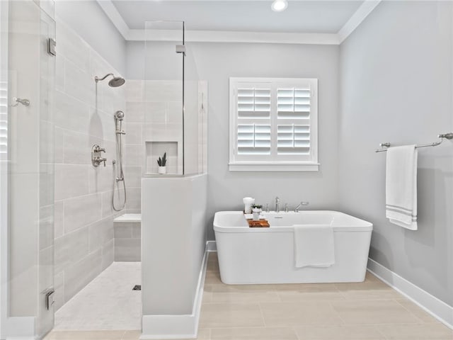 bathroom with separate shower and tub