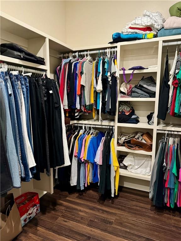 spacious closet featuring hardwood / wood-style floors