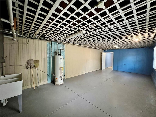 basement with water heater