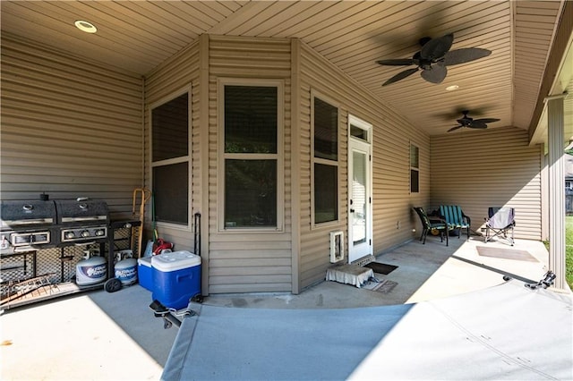 view of patio / terrace with ceiling fan