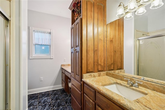 bathroom with tile patterned flooring and vanity