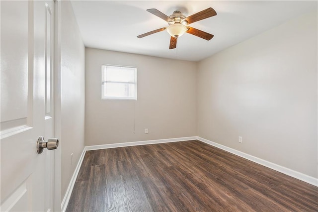 empty room featuring ceiling fan and wood-type flooring