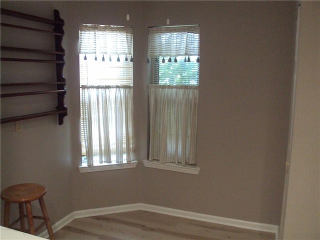 unfurnished room featuring wood-type flooring and plenty of natural light