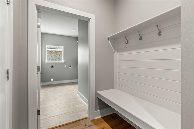 mudroom featuring light hardwood / wood-style flooring