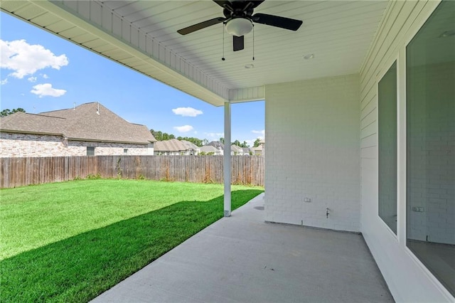 view of patio with ceiling fan