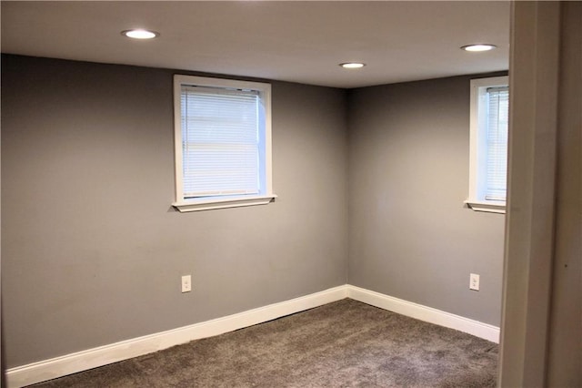 1831 S Dupre St, New Orleans, LA 70125 - unfurnished room with recessed lighting, baseboards, and dark carpet