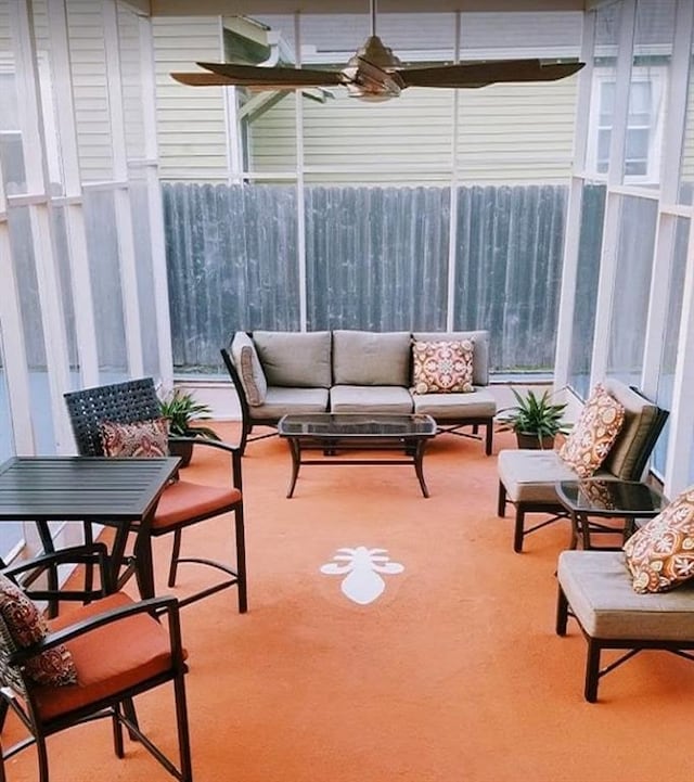 1831 N Miro St, New Orleans, LA 70119 - sunroom with a ceiling fan and an outdoor hangout area