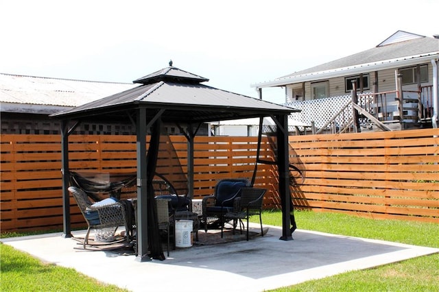 view of patio with a gazebo