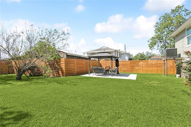 6226 Lafaye St, New Orleans, LA 70122 - view of yard with a gazebo, a fenced backyard, and a patio area