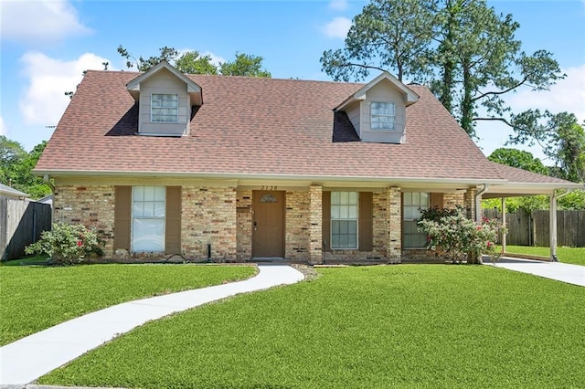 3738 Somerset Dr, New Orleans, LA 70131 - view of front facade with brick siding, a shingled roof, a front lawn, and fence
