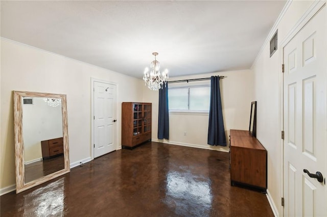 interior space featuring a notable chandelier