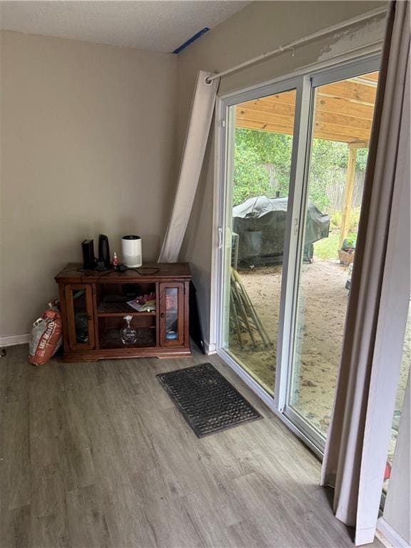doorway to outside with hardwood / wood-style floors