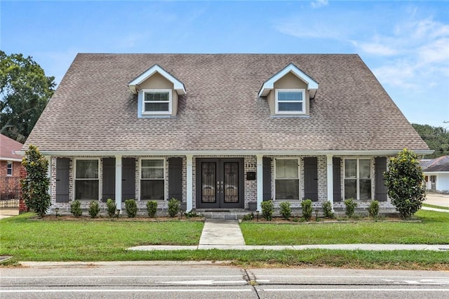 cape cod-style house with a front lawn