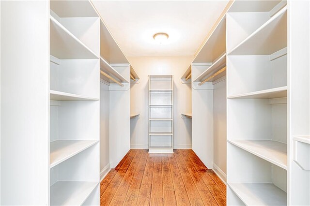 walk in closet featuring wood-type flooring