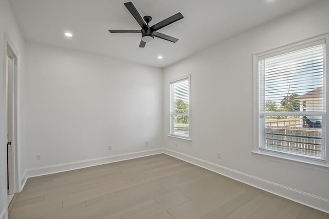 interior space featuring ceiling fan and wood-type flooring