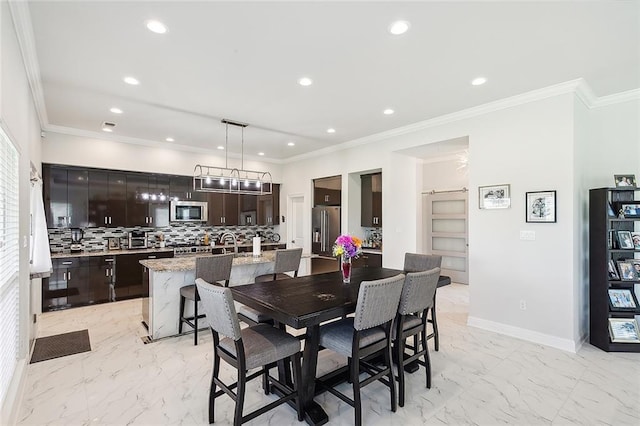 dining room featuring ornamental molding