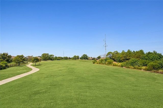 view of property's community with a yard