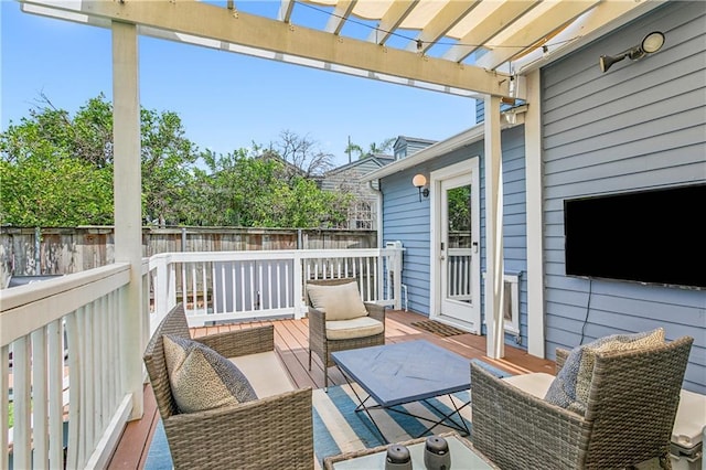 deck featuring outdoor lounge area