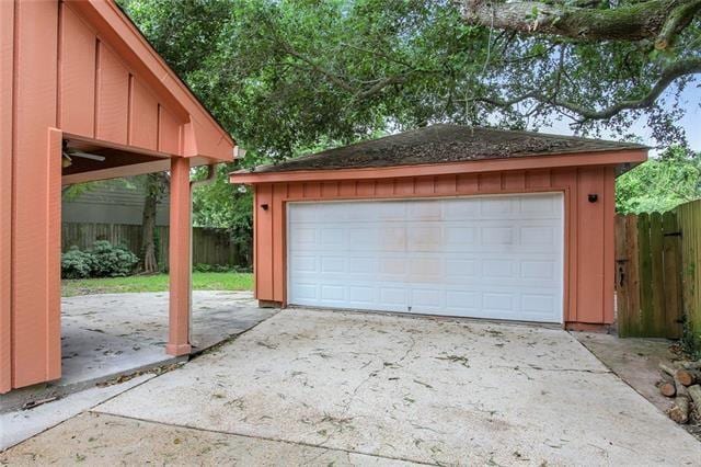 view of garage