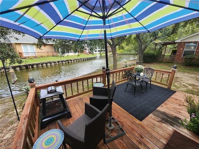 deck with a water view