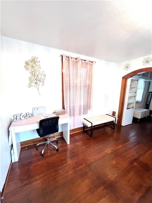 home office featuring hardwood / wood-style flooring