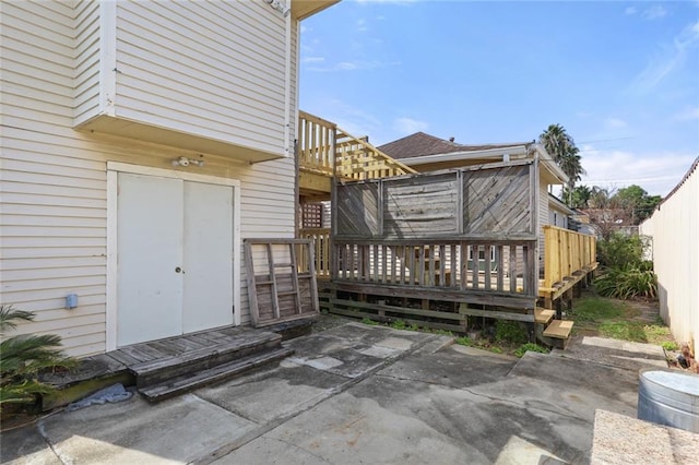 view of patio featuring a wooden deck