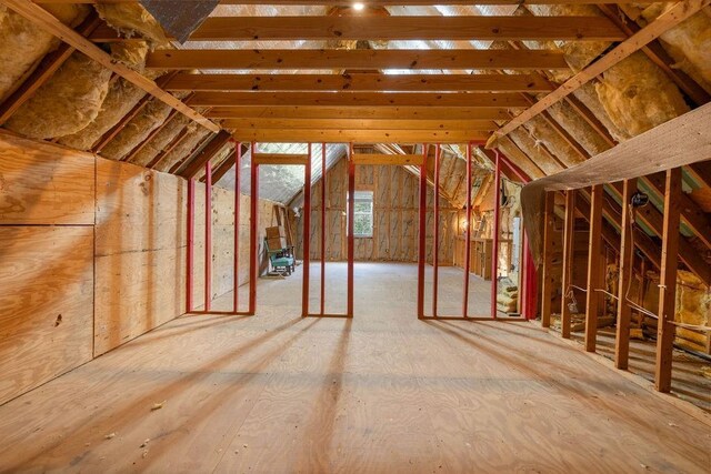 view of unfinished attic