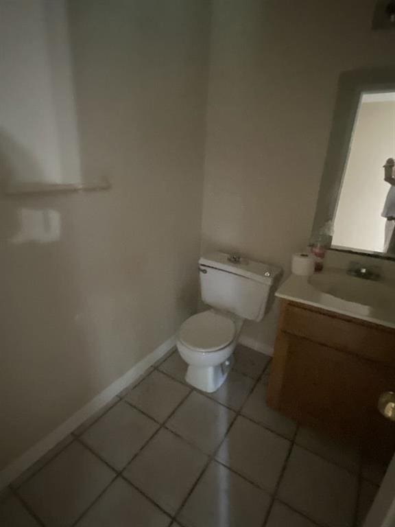 bathroom with tile patterned flooring, toilet, and vanity