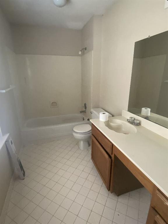 full bathroom with tile patterned flooring, bathtub / shower combination, vanity, and toilet