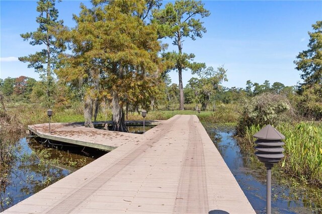 view of dock featuring a water view