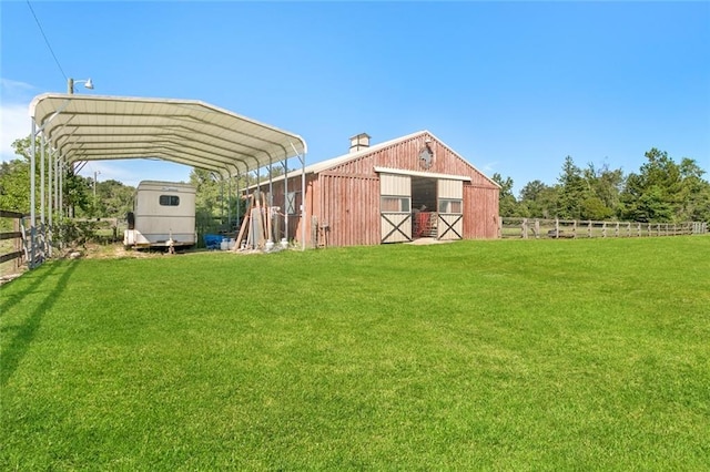 view of yard with a carport