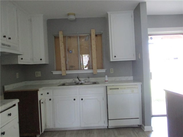 kitchen featuring white cabinetry, a wealth of natural light, sink, and dishwasher