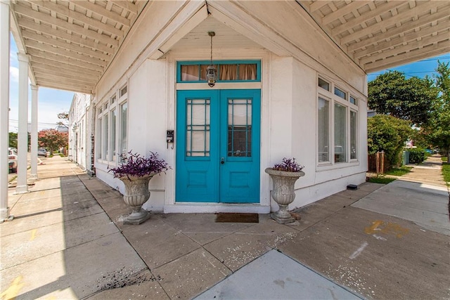 property entrance with french doors