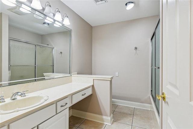 bathroom with vanity and tile patterned floors