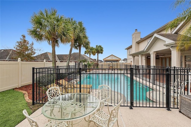 view of swimming pool featuring a patio