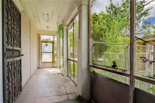 view of unfurnished sunroom