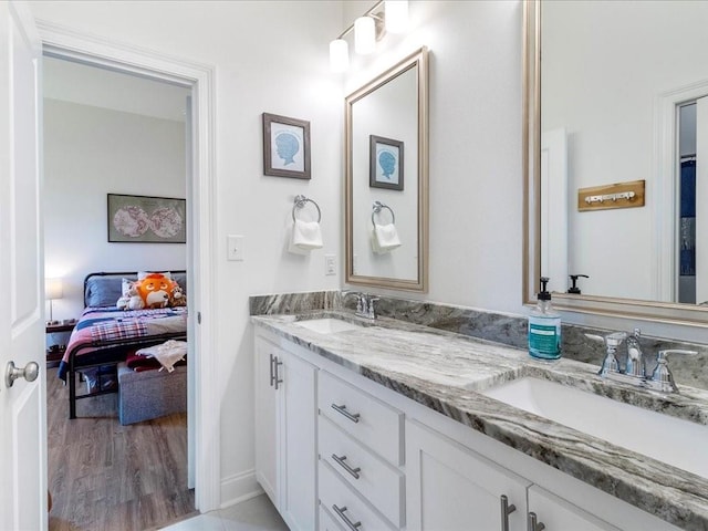 bathroom featuring wood-type flooring and vanity