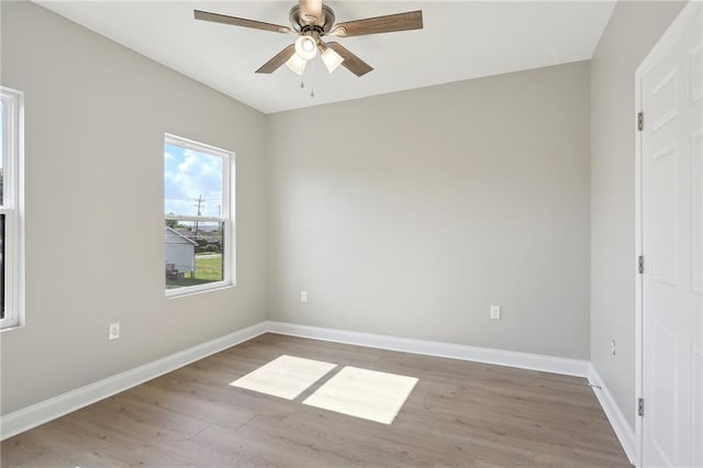 unfurnished bedroom with wood-type flooring and ceiling fan